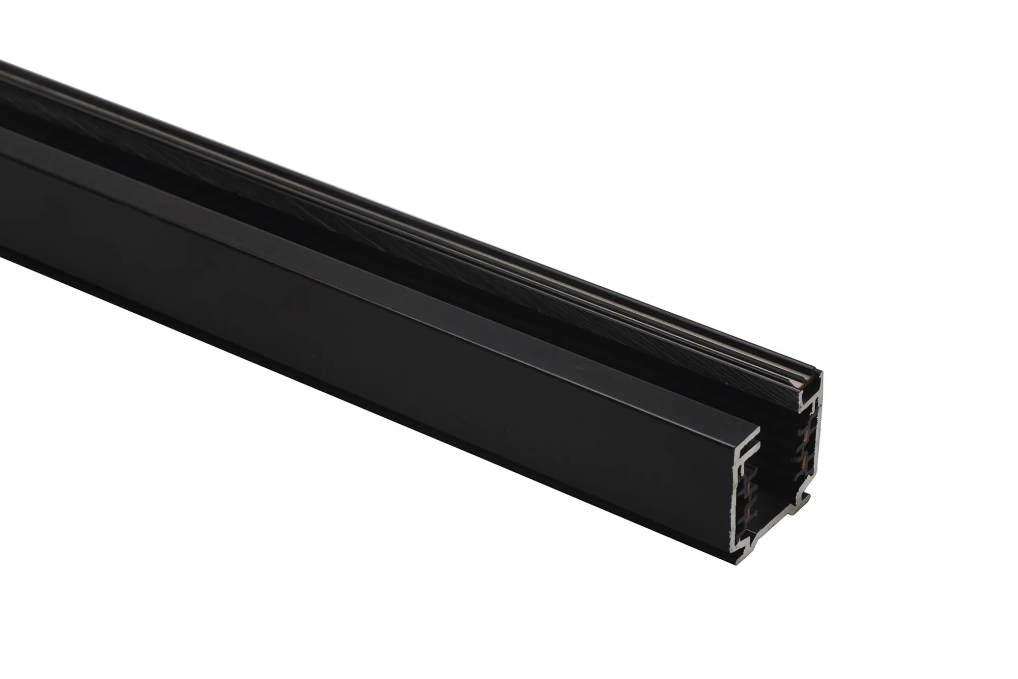 225-202  2m Black Aluminium Surface Mounted Track 36 x 32mm With Data Bus